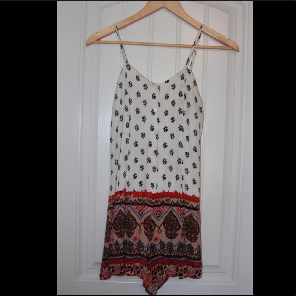 Patterned Button-Up Romper